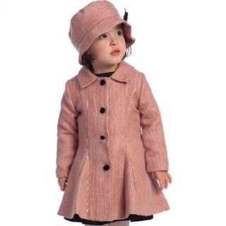 Angels Garment Toddler Girls Size 2T Pink Tweed Vintage Coat Hat Set