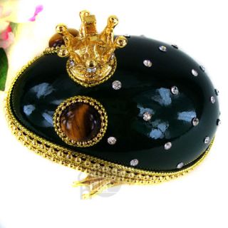 Handcraft Decorated GOOSE Egg Jewelry Box Frog Prince
