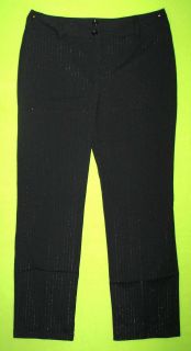 Nice First Option Sz 10P Petite Womens Black Metallic Striped Dress Pants 6N86