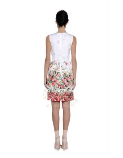 New Womens European Fashion Flowr Print Goat Pleated Sleeveless Vest Dress B2405