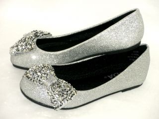 Sparkle Glitter Girls Kids Ballet Flats Casual or Pageant Dress Shoes