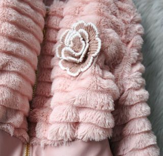 Baby Toddler Girls Faux Fur Fleece Zipper Lined Coat Kids Winter Warm Jacket