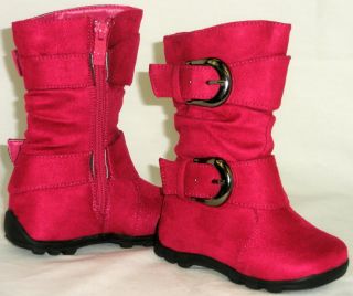 Sooo Cute Girls Tall 2 Buckle Boots Comfy Casual Kids Shoes Youth Toddler Size