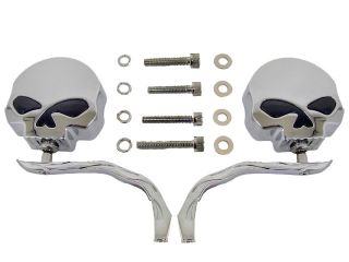 Motorcycle Chrome Skull Flame Billet Mirrors for Harley Chopper Bobber Custom