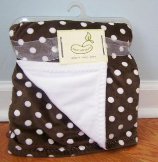 Beansprout Brown White Polka Dot Soft Velour Cozy Baby Blanket Velvety Smooth