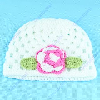 Lovely Baby Toddler Girl Handmade Crochet Knitting Cutton Cap Hat Flower Hot