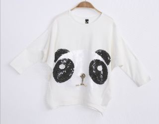 Cute Panda Pattern Toddler Girls Over Hip Kids T Shirt Batwing Coat Top 6 7Years