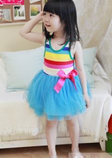 Casual Kids Girls Mixed Colors Sundress Toddler Princess Party Dresses Size 1 2Y
