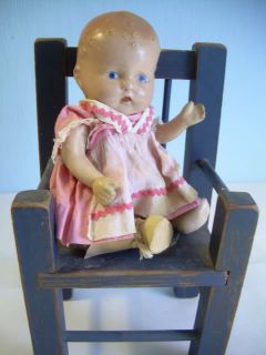 Antique All Composition Baby Doll 9 in Sweet 1920s Original Clothes 1 Shoe