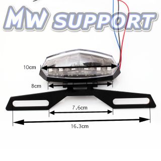 LED Tail Brake Light License Plate Bracket Adjustable Dirt Bike MX Motorcycle