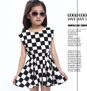New Girls Short Sleeve Top Princess Strap Plaid Vest Dress 2 7Y Clothes AD034