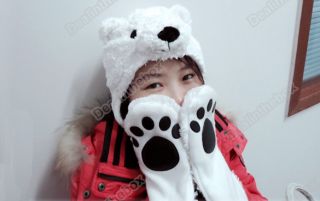 Polar White Black Bear Mascot Fancy Costume Mask Hat Cap Glove One Size Fits All