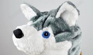 Cartoon Husky Animals Cute Plush Fancy Dress Fluffy Costume Hat Easy Pull on Top