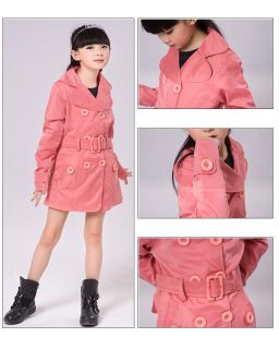 Kids Baby Girls Double Breasted Wind Coats Belts Snowsuits 4 9 Years