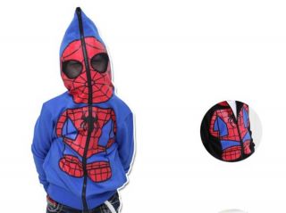 T132 Cool Boys Kids Spider Man Costume Hoodie Tops Coat Jumper 5 Sizes New