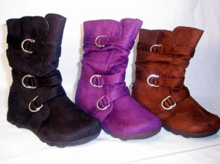 Love It Kids Suede Slouchy Buckle Boots