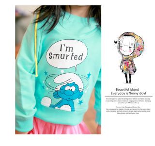 Boutique Candy Color "The Smurfs" Cotton Hoodie 2 Sides 2 Looks Super Cute Fun