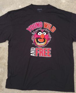 Muppets Black Tee Shirt Animal "Young Wild and Free" by Hybrid Adult Sizes New