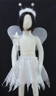 4pc White Fairy Wings Wand Headband Ballet Tutu Costume