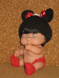 5 5" Thumb Sucker Doll Baby Minnie Mouse Crochet Thread Clothes Monique Wig Set