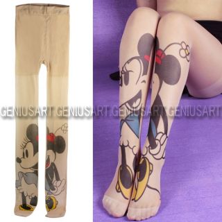 New Minnie Mouse Pattern Transparent Tattoo Pantyhose Stockings Tights Leggings