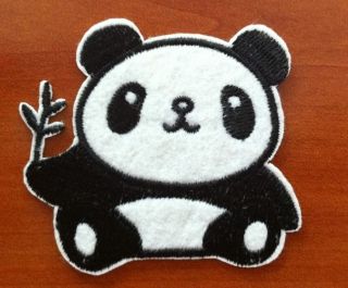 Embroidered Sew on Iron on Patch Applique Cute Giant Panda Bear Baby Bamboo