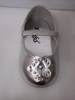 Baby Girl Silver Ballet Flat w Flower 53 Infant SIZE0