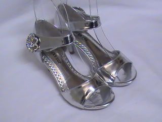 Girls Silver Dress Shoes Pageant Heels T 10 YT Sz 13