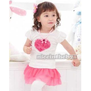 Sweet Baby Skirt Tutu Girl Rose Loving Heart Pattern Dress Baby Wear 2 Colors