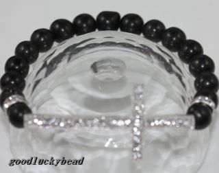 New Fashion Pure Handmade Turquoise Ceramic Crystal Cross Elastic Bracelet