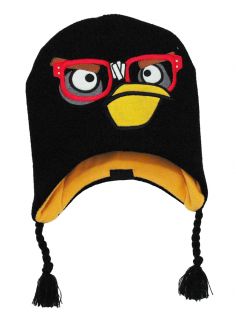 Angry Birds Rovio Black Bird Video Game Kids Boys Pilot Peruvian Laplander Hat