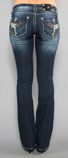 New Miss Me Jeans JP5742B3 Yin and Yang Winged Cross Boot Cut 29