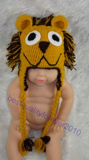 Newborn Baby Boy Girl Lion Hand Crochet Knit Hat Cap Photography Photo Prop K15