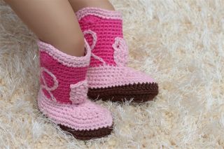 New Handmade Knit Crochet Cowboy Baby Boots Shoes Newborn Photo Prop 8 Color