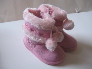 New Baby Toddler Black Pink Beige Hot Pinks Girls Winter Fur Boots Shoes Sz 2 3