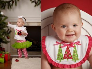 Mud Pie Baby Girls Santa Little Helper Triple Tree Pettiskirt Christmas Pink New