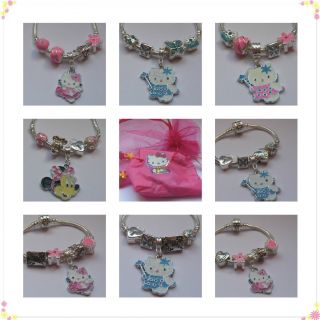 Hello Kitty Minnie Mouse Childrens Babies Charm Bracelet Pink Blue Purple Gift