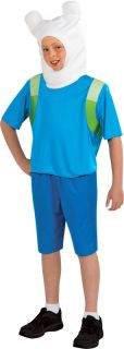 Boys Child Adventure Time Finn Costume Outfit w Headpiece
