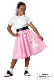 Girls Child 1950s 50s Pink Costume Poodle Skirt w Poodle Patch