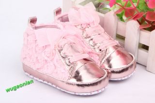 Fashion Non Slip Rose Flowers Uppers Newborn Baby Toddler Shoes 4 Color 3 Size