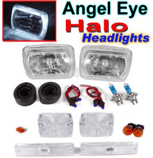 87 88 89 90 91 93 Jeep Wrangler YJ Halo Headlights Clear Bumper Side Lights