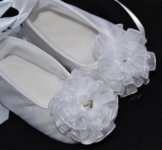 White Christening Soft Baby Girl Shoes Size 0 1 2 3 4