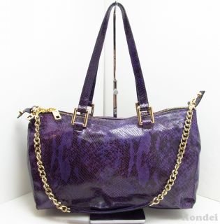Juicy Couture Python Silvia Snake Embossed Leather Chain Satchel Bag Hobo Purple