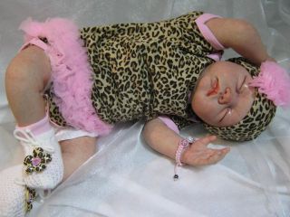 Reborn Baby Girl Doll Fake Baby 22" Lifelike Leopard Print Diva Xmas Gift Idea