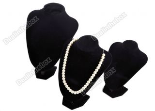 3 Sizes Black Velvet Necklace Pendant Jewelry Display Stand Neck Bust