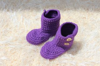 Cute Handmade Knit Cotton Crochet Girl Baby Boots Shoes Newborn Photo Props New