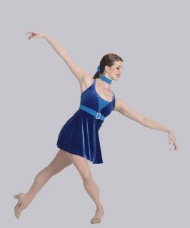Electric Blue Ice Skating Dress Dance Costume Adult S