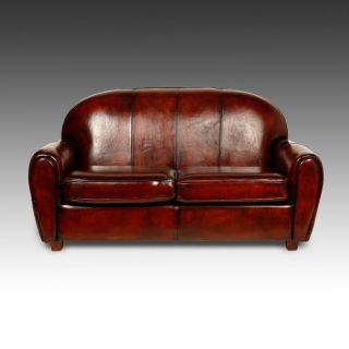 Antiqued Dutch Leather Library Art Deco Cigar Lounge Arm Chair Sofa Loveseat