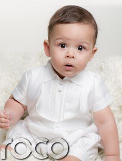 Baby Boys White Romper Suit Christening Baptism Wedding All in One Formal Suit