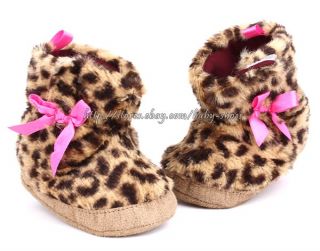 Infant Baby Girl Leopard Boots Crib Shoes Size 3 6 6 9 9 12 Months